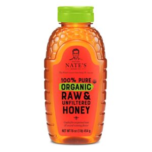 Nate's Organic 100% Pure, Raw & Unfiltered Honey - USDA Certified Organic - 16oz