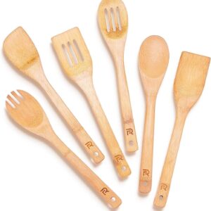 Riveira Bamboo Wooden Spoons for Cooking – 6-Piece Set