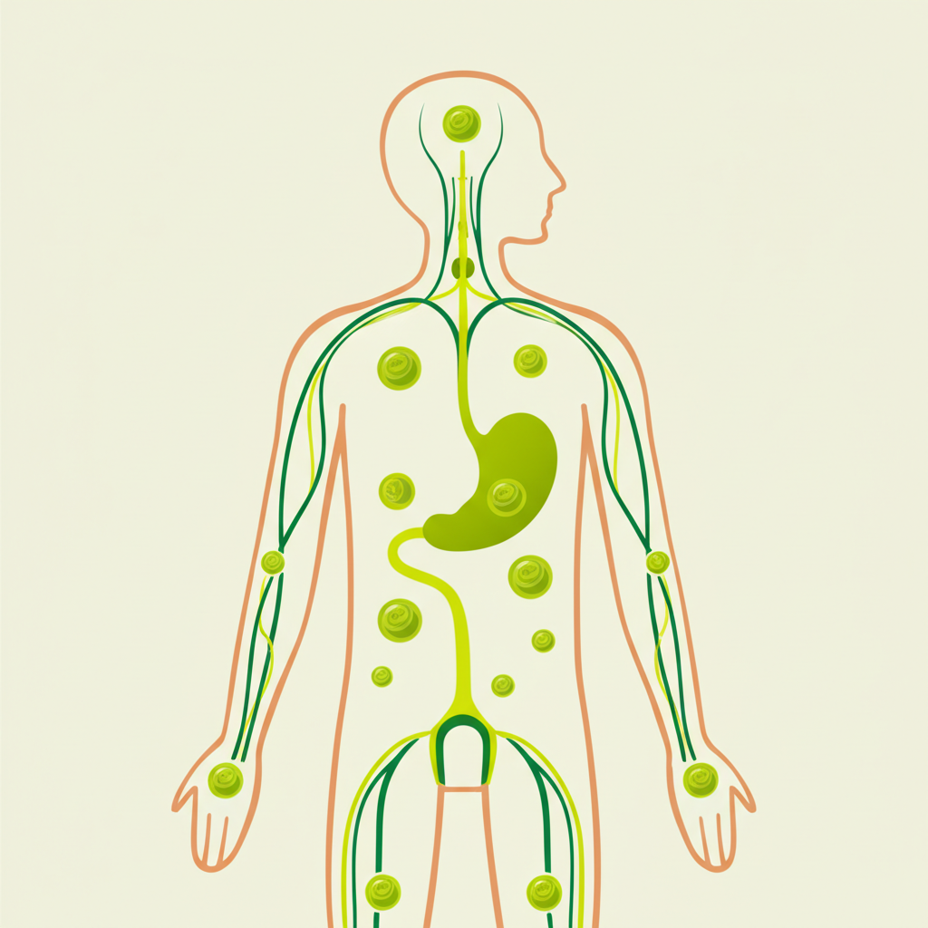 Illustration showing how the human body converts food into energy through metabolism