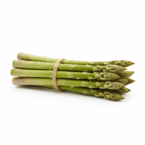 Fresh asparagus spears on white background