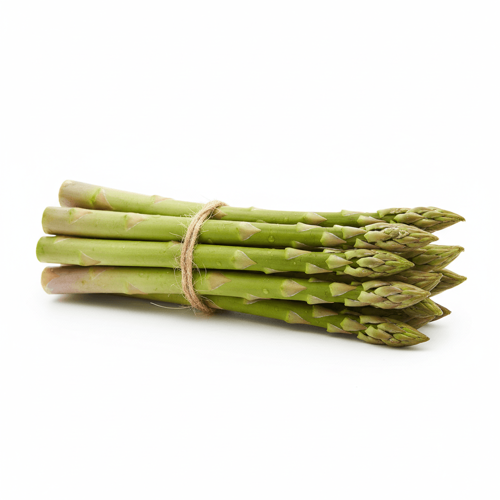 Fresh asparagus spears on white background