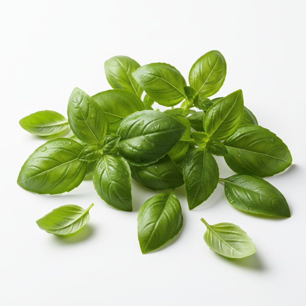Fresh basil on white background