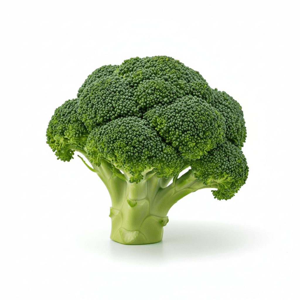 Fresh broccoli florets on white background