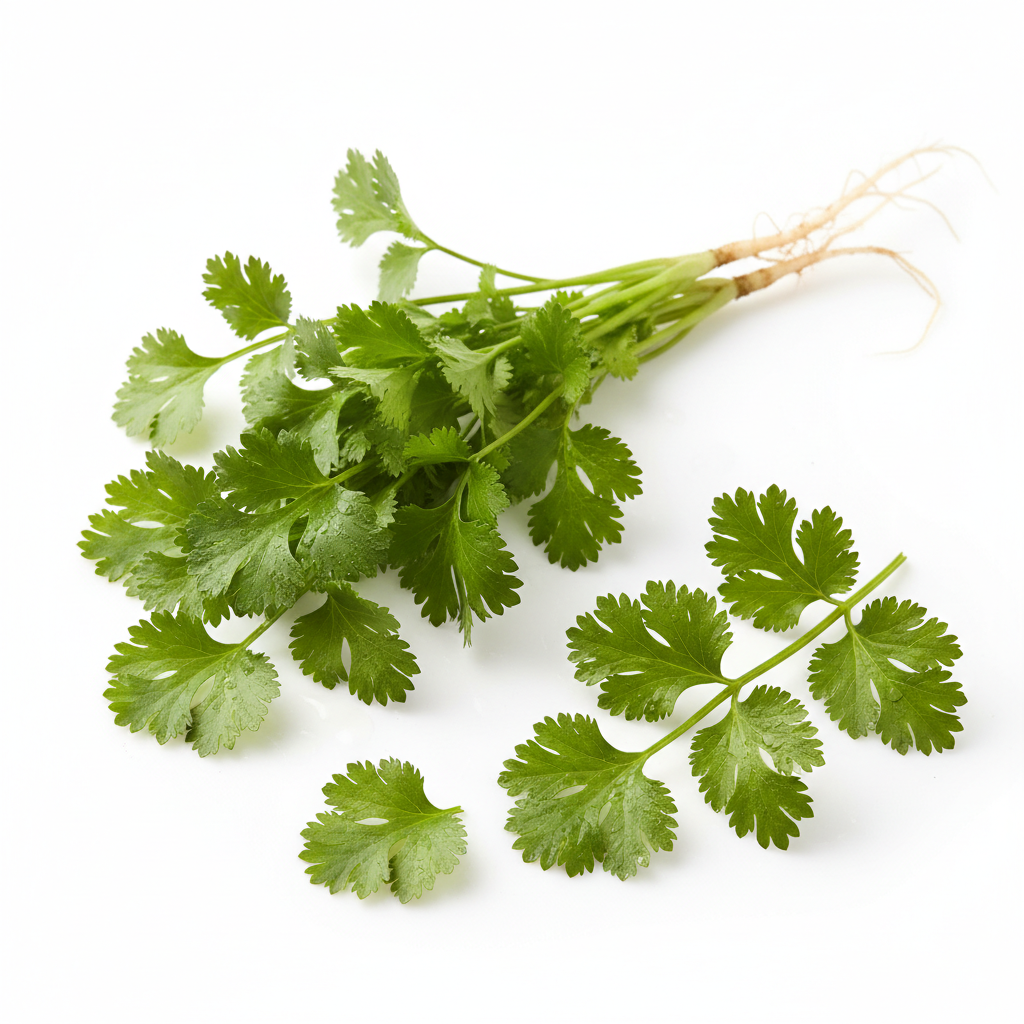 Fresh cilantro on white background