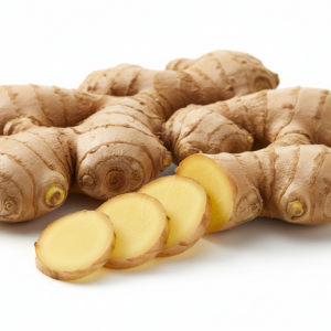 Fresh ginger on white background