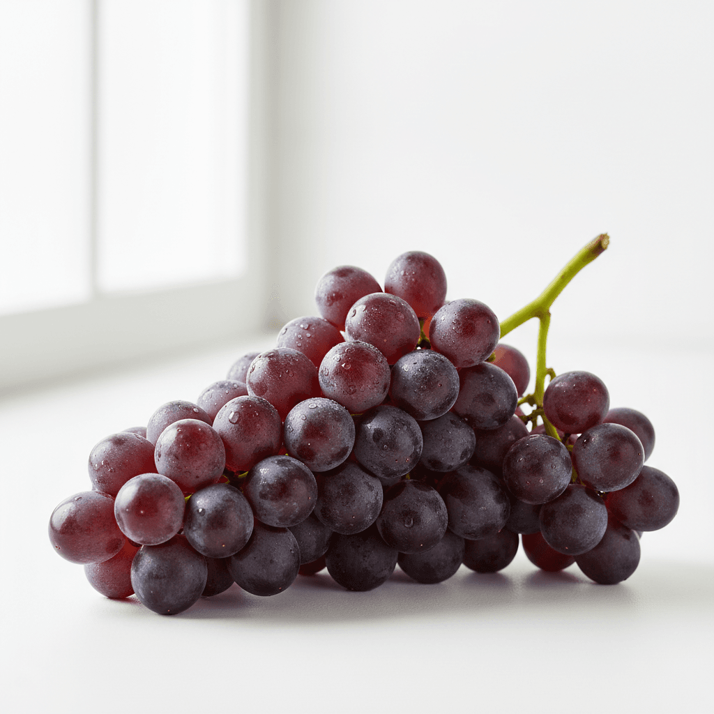 Fresh grapes, whole cluster, on white background