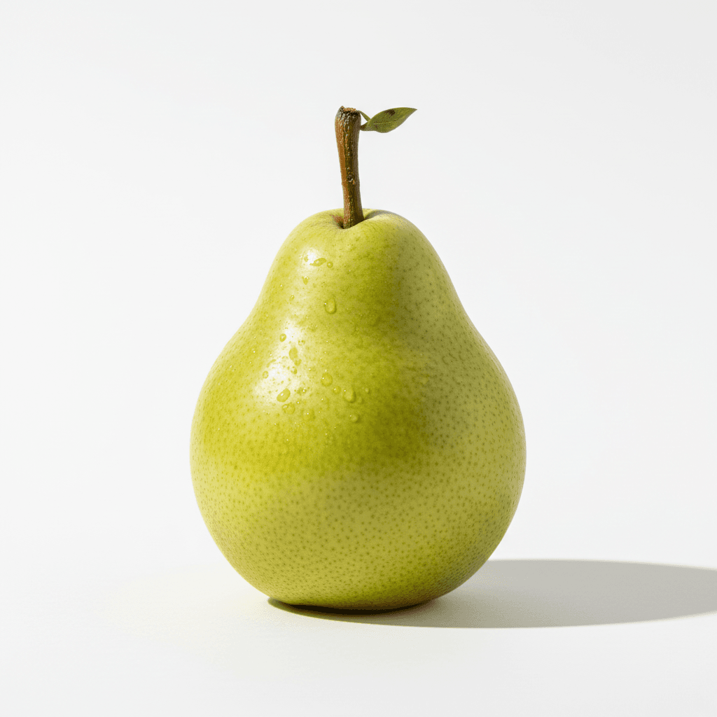 Fresh pear, whole and sliced, on white background