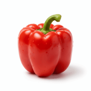 Fresh bell peppers, whole and sliced, on white background