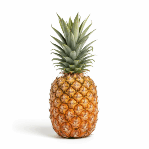 Fresh pineapple, whole and sliced, on white background