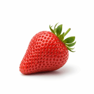 Fresh strawberries, whole and sliced, on white background