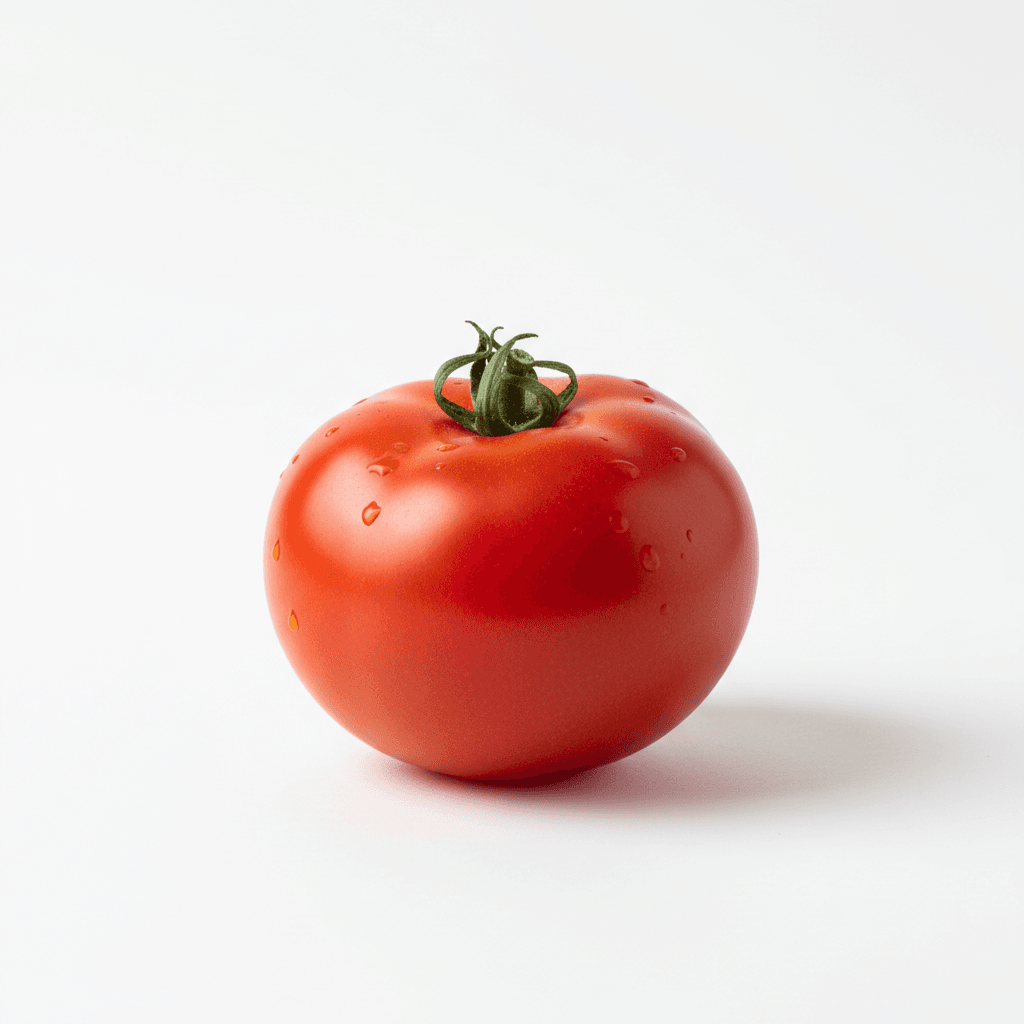 Fresh tomato, whole and sliced, on white background