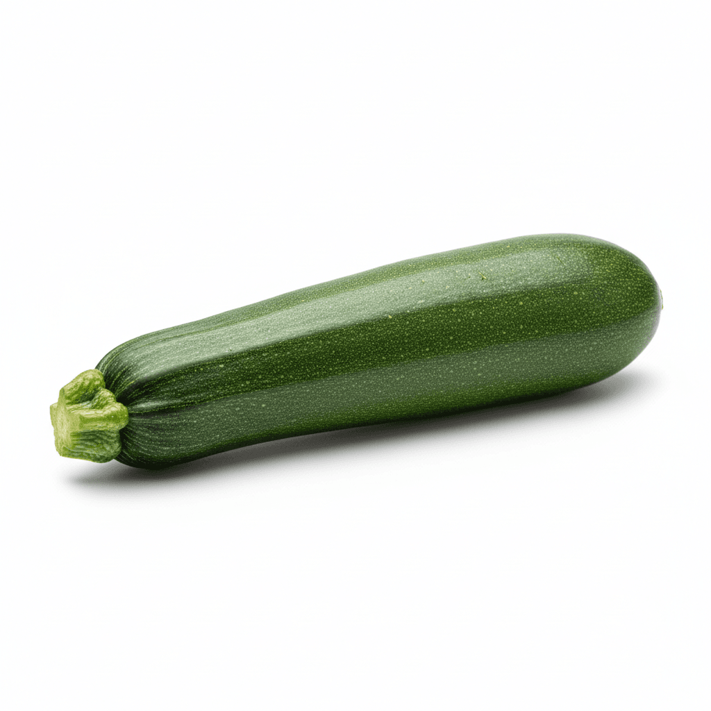 Fresh zucchini, whole and sliced, on white background
