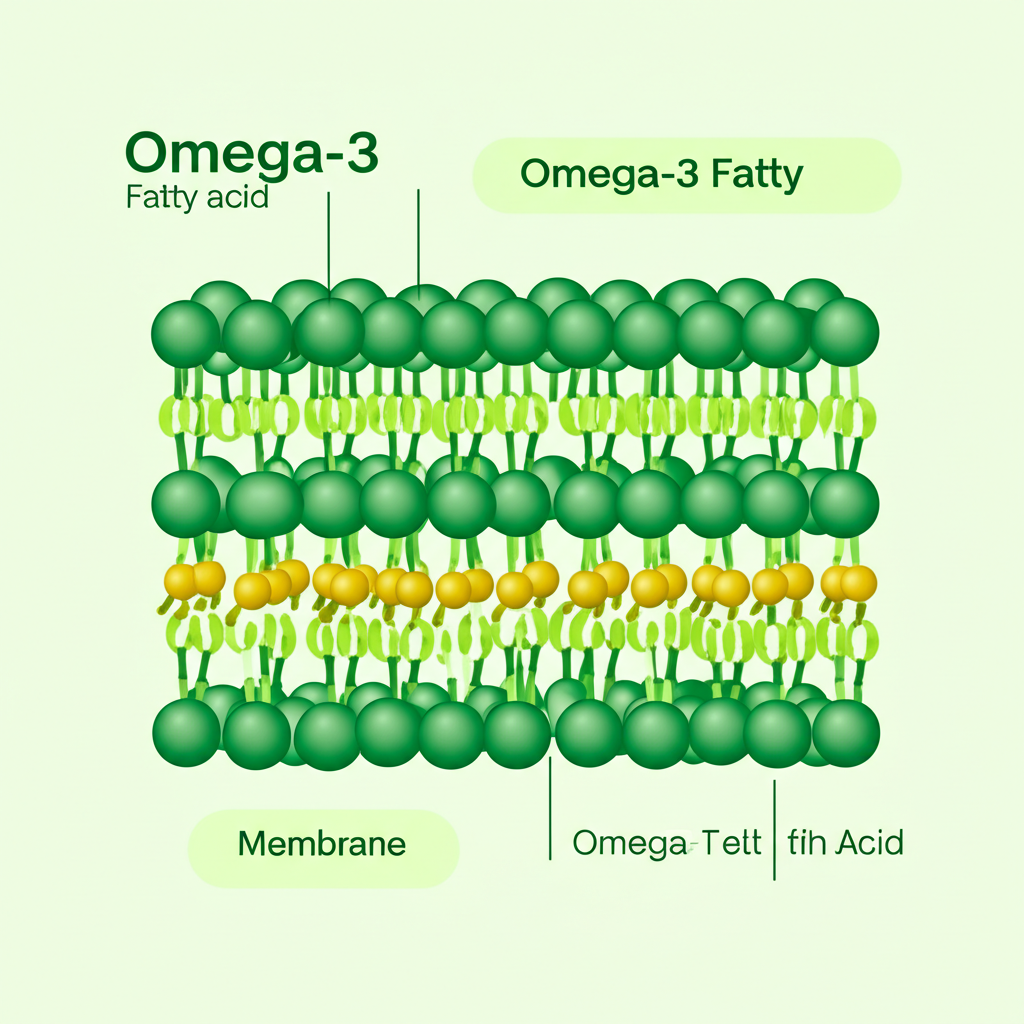 Conceptual illustration of healthy fat molecules building cell membranes and brain structures