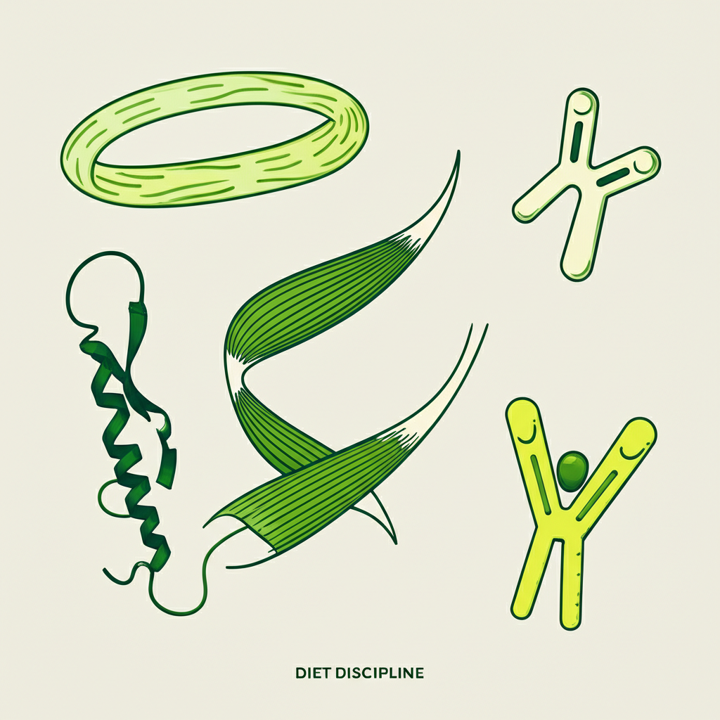 Conceptual illustration of protein molecules assembling into cellular structures