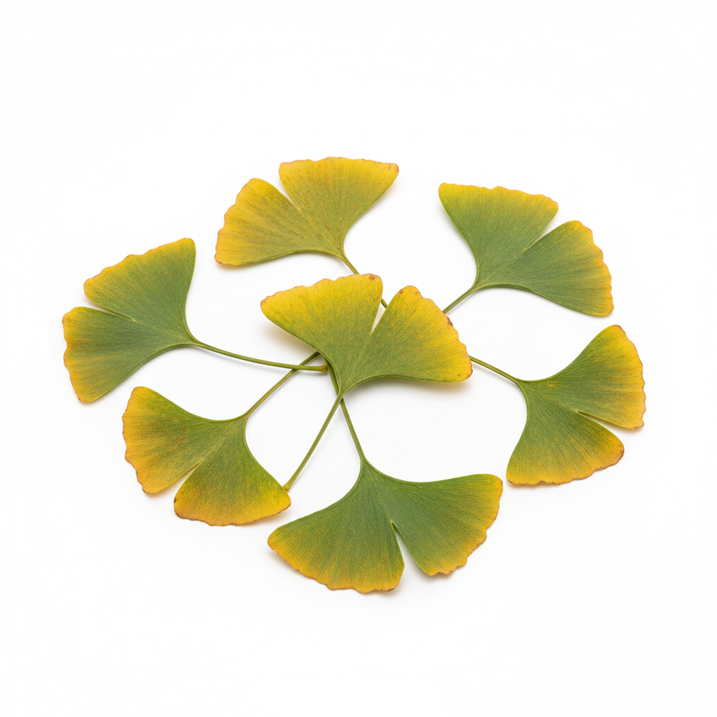 Fresh Ginkgo Biloba on white background