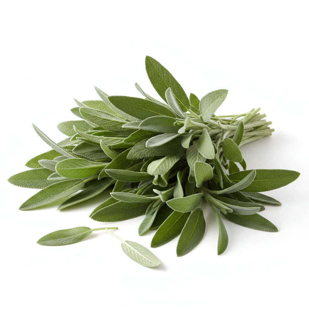Fresh Sage on white background